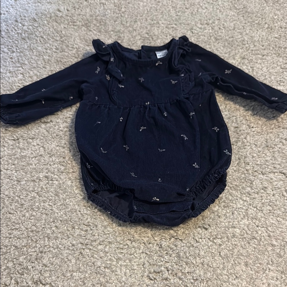 Carter's Blue and White Long Sleeve Bodysuit